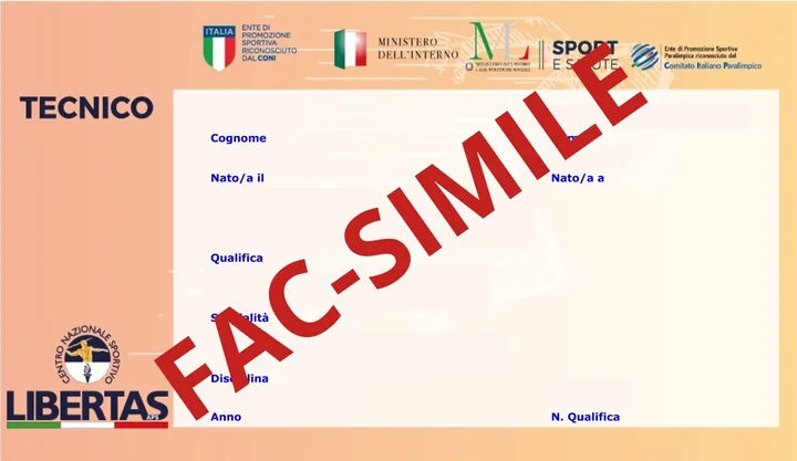 Fac-simile del Tesserino Tecnico Libertas