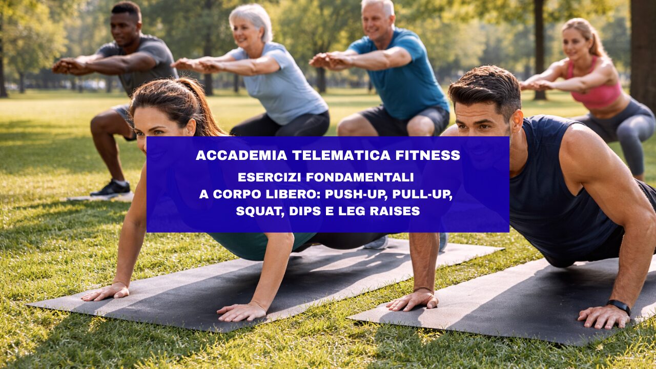 Esercizi fondamentali a corpo libero: push-up, pull-up, squat, dips e leg raises